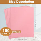 Silunkia 100 Sheets Candy Pink Cardstock 8.5 x 11 Crafting Paper, 200gsm/75lb Premium Christmas Paper Card Stock for Wedding Invitations, Cards Making, Greeting Cards, Girlfriend, Scrapbooking