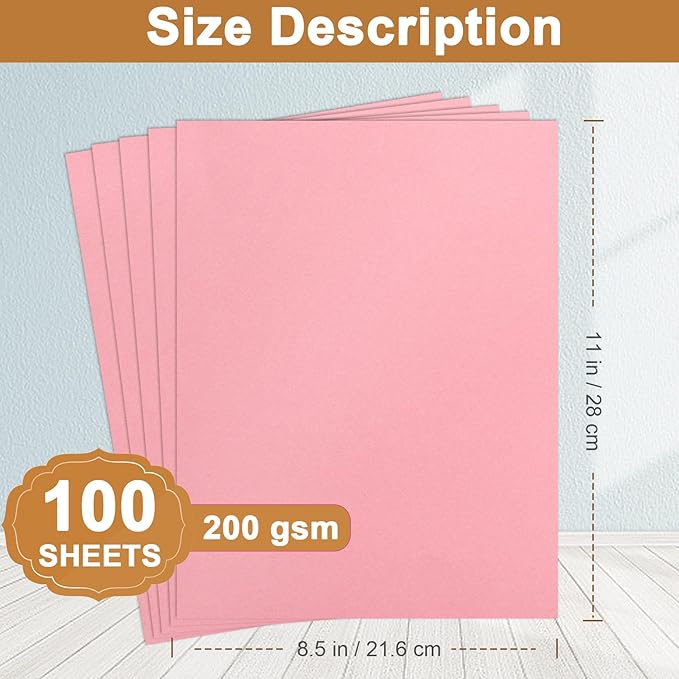 Silunkia 100 Sheets Candy Pink Cardstock 8.5 x 11 Crafting Paper, 200gsm/75lb Premium Christmas Paper Card Stock for Wedding Invitations, Cards Making, Greeting Cards, Girlfriend, Scrapbooking