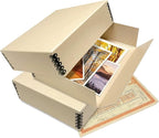 Lineco Museum Archival Storage Box, 8.75x10.75x3 in. Drop Front Design. Acid-Free with Metal Edge. Organize Photos, Pictures, Prints, Documents, Crafts, DIY. Tan, 1 Pack