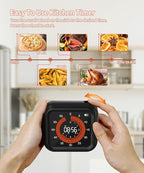 MeesMeek Digital Visual Timer - Large Display Magnetic Countdown Timer with Adjustable Volume and Brightness, 11H59M Memory Function for Kitchen, Classroom, Study Time Management, Seniors & Teachers