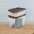 Sterilite 24-Pack Modular Stacker Box, Durable Clear Plastic Storage Bins with Latching Lids, 30 Quart - Stackable Organizing Container Boxes for Closet, Bathroom, and Office