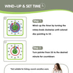 TWENTY5 SEVEN Countdown Timer 7.5 inch, 60 Minute 1 Hour Visual Timer for Classroom Teaching Tool Office Meeting, Mechanical Countdown Clock for Kids Exam Time Management Magnetic, Green Dinosaur