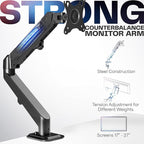 VIVO Heavy Duty Single Monitor Tension Arm for up to 27 inch Screens, Holds 14.3 lbs, Premium Desk Mount Stand, Black, STAND-V101O