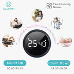 Stell Gray Quick Que Kitchen Timers, Visual timers Large LED Display Magnetic Countdown Countup Timer for Classroom Cooking Fitness Baking Studying Teaching, Easy for Kids and Seniors (Steel Gray)