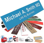Engraved Name Plates for Door Sign Personalized Light Blue Plastic Plaque with White Letters - Made in USA 2x6 B1