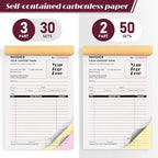 100 Sets Custom 5.7" X 8.5" Invoice Receipt Book, Personalized Duplicate Carbonless Form with Logo/Text, Paper 2-Part/3-Part in Bulk Purchase Orders, Sales Orders, Price Forms (2-Part)