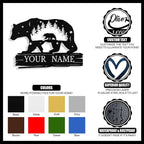 Custom Bear Metal Sign, Custom Bear Metal Wall Art Decor, Personalized Last Name Signs for Home, Rustic Farmhouse Black Wall Decor for Cabin, Bedroom, Living Room, Porch