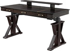EUREKA ERGONOMIC Standing Desk, 63 inch Executive Desk w Drawers,Modern X-Shaped Leg Luxury Home Office Computer Desk w Monitor Stand,Smoked Oak