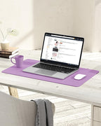 YSAGi Non-Slip Leather Desk Pad, Waterproof Laptop Computer Desk Keyboard Mat, Table Protector Blotter Mat, Large Mouse Pad for Office/Work/Home/Decor(Purple, 23.6" x 13.7")