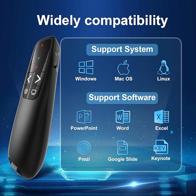 (4 Units) Wireless Presenter Remote, Clicker for Laptop PowerPoint Presentations Pointer, RF Computer Clicker for Presentations Remote, Slideshow/Smartboard/College/Classroom/PPT Clicker