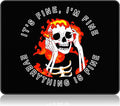 Auhoahsil Mouse Pad, 12 x 10 in Cute Skull Theme Computer Mouse Pad for Desk, Premium-Textured Non-Slip Rubber Stitched Edges Waterproof Square Mouse Mat for Gaming Work Wireless Mice, I am fine