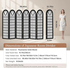 Asnefeli 6 Panel Japanese Room Divider, Shoji Style Partition Divider, Fully Assembled Wooden Privacy Screen for Home Office Bedroom Apartment Decoration, Black