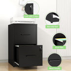 OPTYMIRA Metal File Cabinet with Drawer Heavy Duty Home Office Steel Vertical Filing Lockable Cabinets for Legal/Letter Size,Assembly Required