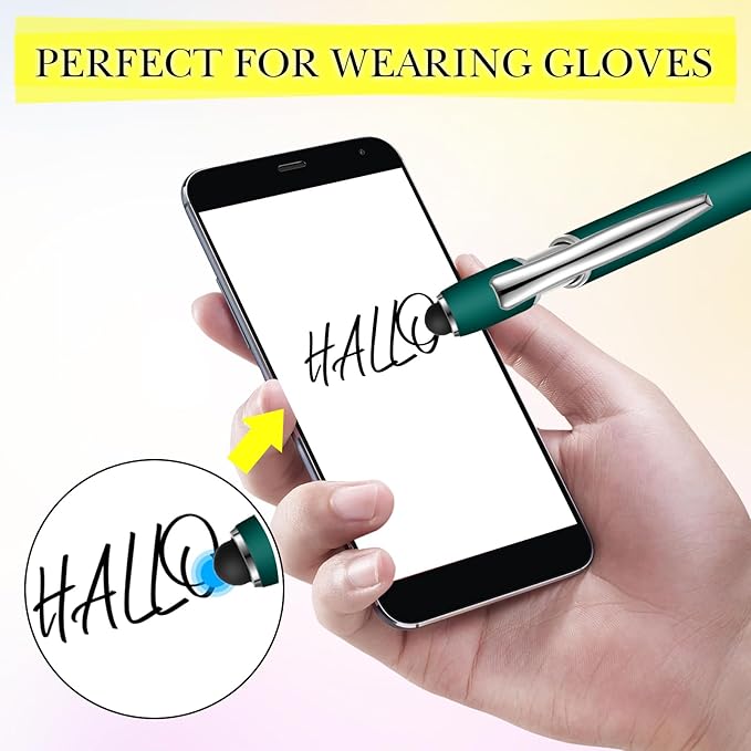 Zonon 38 Pieces Rubberized Ballpoint Pen with Stylus Tip Stylish Metal Pen Capacitive Styli with Soft Rubberized Grip, Black Ink for Most Devices(Charming Colors)