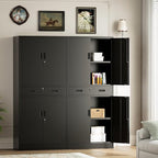 TaskStorz Metal Storage Cabinets with 1Drawer, 71" Storage Cabinet with 4 Locking Doors and 2 Adjustable Shelves, Steel Storage File Cabinet for Pantry Home, Kitchen, Office, Garage (Black)