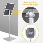 VAIIGO 11"x17" Pedestal Poster Sign Holder Stand with Heavy Duty Solid Steel Base, Adjustable Sign Holder Standing Floor Sign Stand for Office/Store/School/Church/Public Sign Displayed Stands, Silver