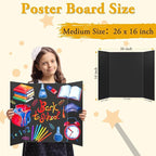 AKONEGE 4PCS Medium Trifold Poster Board 26" x 16" Black Tri Fold Presentation Boards, Corrugated Cardboard Picture/Project Display Boards for Event, Exhibition, Business, School Project, Science Fair