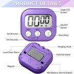 Macarrie 48 Pcs Digital Kitchen Timer Bulk Small Magnetic Backing Stand Timer Clock Loud Alarm LCD Display Electronic Minute Second Count Countdown Alarm for Teacher Classroom Cooking Baking (Fashion)
