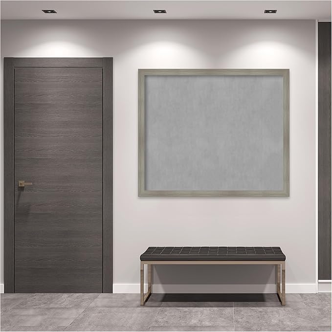 Amanti Art Grey Framed Magnetic Board 44x52 Oversize Vision Board for use with Magnets, 100% Metal Sheet to Display Items as Office Decor or for Home Organization in mudroom, Kitchen or Kids Room