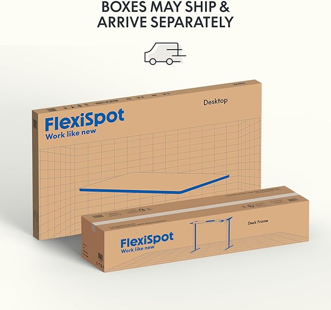FLEXISPOT EN1 Bamboo Standing Desk, 48 x 24 Inches Whole-Piece Electric Height Adjustable Desk for Home Office (White Frame + Bamboo Curved Desktop, 2 Packages)