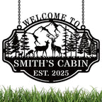 Personalized Deer Hunting Metal Cabin Sign, Custom Outdoor Hunting Decor, Family Name Wall Art, Rustic Hunting Lodge Decor, Deer Hunter Gift, Custom Hunting Room Metal Wall Sign