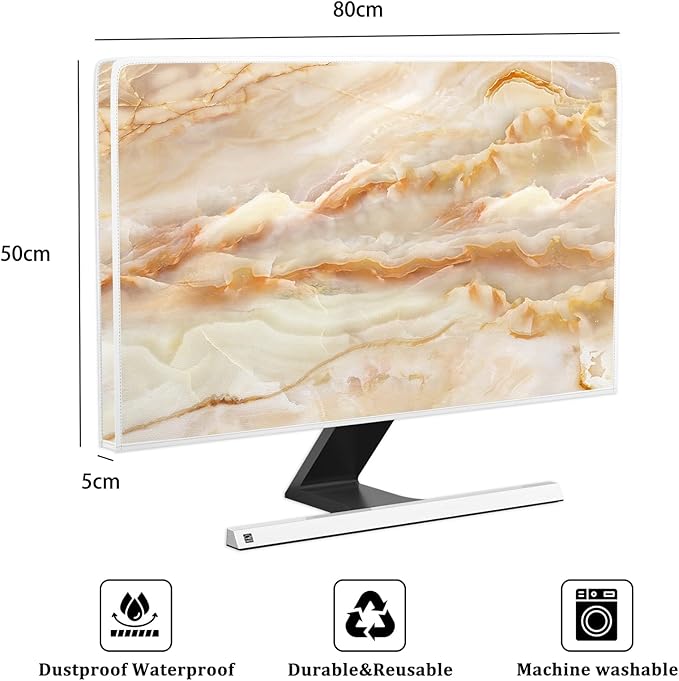 Baocicco Abstract TV Screen Cover with Marble Design Aesthetic Laptop Television Covers for Xmas LED LCD OLED TVs Decoration Anti-Static Dustproof Protective Cover for LCD/LED/HD 32 Inch