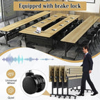 JEHUJD Conference Table,55.1''Folding Conference Room Table for 4-12 People,Mobile Flip Top MeetingTraining Table with Different Coulor and Styles for Offices, Classrooms,Meeting Room (4, E)