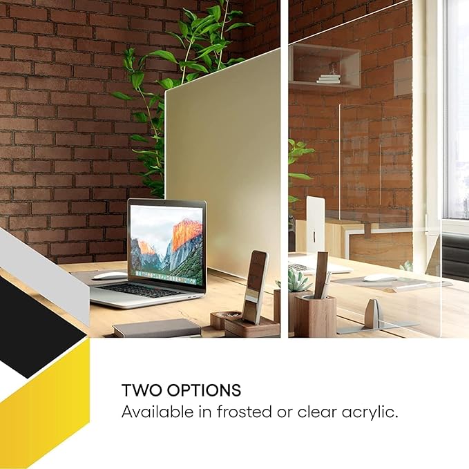 OBEX Acrylic Free Standing Screen, Divider for Desk Privacy Home & Office Partitions for Table Top Workstation, Portable Cubicle Panel for Work, 12" x 42", Clear