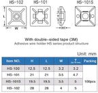 XHF 200 PCS 1/2" White Self Adhesive Cable Zip Tie Mounts Wire Cable Clips Holders Management Anchors Organizer Holders Squares(HS-100)