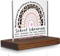 School Librarian Appreciation Gift Desk Sign, Leopard Rainbow Difference Maker Plaque, Thank You Office Decor for Library Teachers and Educators PA073