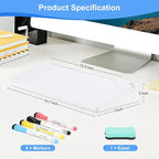 Desktop Glass Whiteboard with Storage, Desk White Board with Computer Keyboard Stand, White Dry Erase Board with Drawers for Home, School, Office Desk Organizers and Accessories