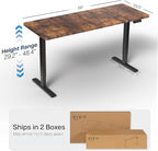 VIVO Electric 60 x 30 in Standing Desk, Memory Height Adjustment, 1B Series, Holds 220 lbs, Rustic Vintage Brown Top Black Frame, DESK-KIT-1B6N-30