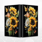 BWEGRHE Slim Credit Card Holder, Sunflowers Butterfly RFID Blocking Metal Wallet for Men & Women, Aluminum Minimalist Hard Case Pocket-Sized Business Cards Organizer (Fits Up to 10 Cards)