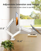ErGear Dual Monitor Stand up to 32 inches Screen, Load-Bearing Max 22 lbs Each Arm, Adjustable Dual Monitor Mount, Sturdy Steel vesa Monitor Mount with Stable VESA 75x75 100x100mm-White
