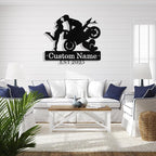Custom Motorcycle Couple Metal Signs Personalized Biker Couple Name Sign Custom Garage Decor Motorbikes Wall Art Decor Motorcycle Sign Wedding Valentine's Day Gift for Couples