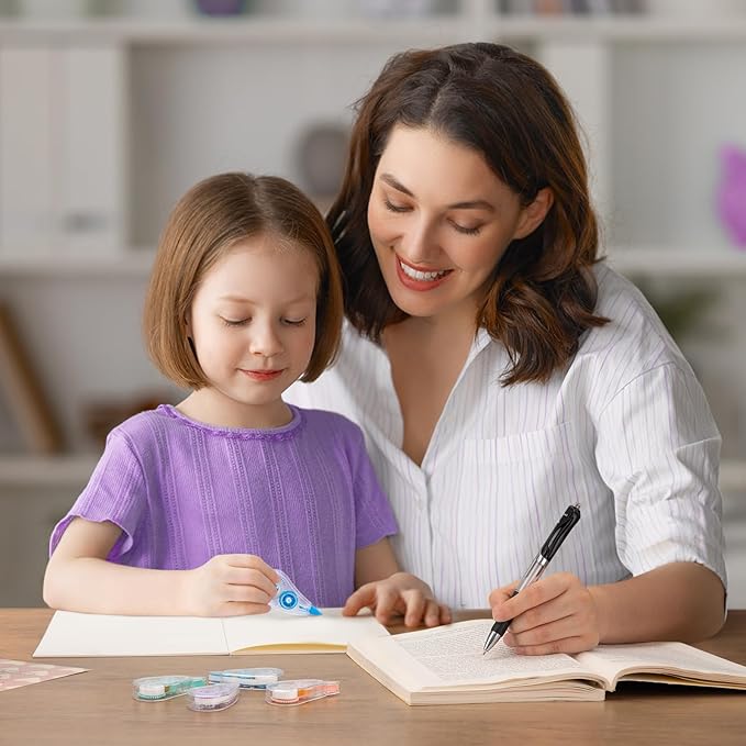 24 Pcs Colorful Core Correction Tape, 18.04 Ft White Wrong Out Tear-Resistant Bulk, Instant Corrections Easy To Use Applicator for School, Office, Note Taking, Journal (Tape Width 0.2 in)