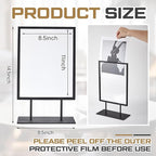 Zhengmy 1 Pcs Tabletop Sign Holder with Flat Base 11" x 8.5" Double Sided Countertop Sign Holder Vertical Desktop Display Stand Metal Poster Display Stand for Office Store Restaurant Hotels, Black