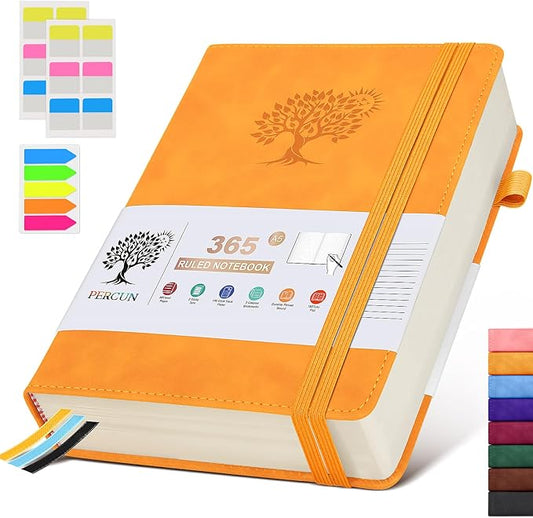 A5 Lined Journal Notebook - 365 Page Leather Journals for Writing Women & Men，Hardcover Notebook with 100Gsm Thick Pages，Daily Diary for Travel, Work，School，Note Taking，College Ruled (5.9" x 8.5")