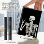 BWEGRHE Slim Credit Card Holder, Skull Skeleton RFID Blocking Metal Wallet for Men & Women, Aluminum Minimalist Hard Case Pocket-Sized Business Cards Organizer (Fits Up to 10 Cards)
