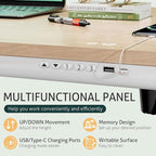 Furmax Electric Standing Desk with Drawers, Adjustable Height Sit Stand Desk with One-Piece Desktop & USB Charging Port for Home Office Computer Desks (Bamboo Desktop, 55 Inch)
