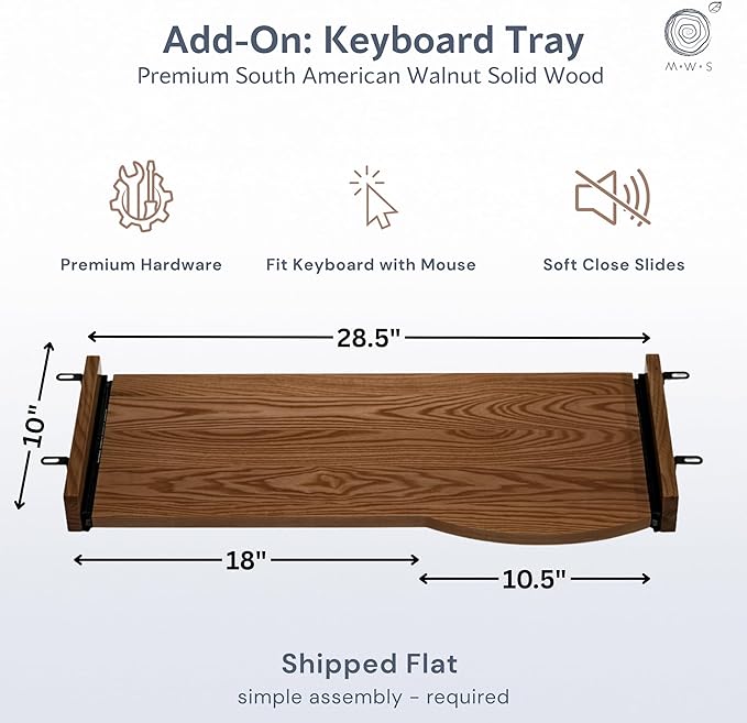 Standing Desk with Keyboard Tray – Walnut Solid Wood Desk, Natural Live Edge, Adjustable Height Dual Motor, Sit Stand for Home Office (White, W48 x D27)
