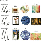 Decolore 4 Pack 6 Inch Black Picture Stands for Display Square Plate Holder Display Stand Frame Stand for Picture, Decorative Plate, Photo Easel and Artistic Work