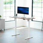 VIVO Electric 60 x 24 in Standing Desk, Memory Height Adjustment, 1B Series, Holds 220 lbs, One-Piece Reclaimed Wood Top, White Frame, DESK-KIT-1W6P