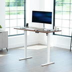 VIVO Electric 60 x 30 in Rustic Standing Desk, Memory Height Adjustment, 1B Series, Holds 220 lbs, Vintage Brown Top White Frame, DESK-KIT-1W6N-30
