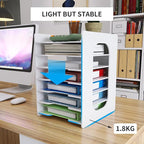 Natwind 7 Tiers Paper Organizer for Desk Desktop White File Holder Office Desk Organizer Mail Letter Tray & Paper Sorter Document Notebooks Storage Rack for Home Office School Classroom
