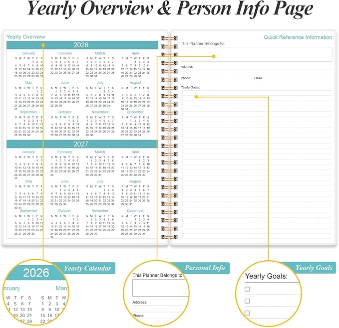 2026-2027 Planner - 18 Months Weekly & Monthly Planner from January 2026 - June 2027, Planners 2026-2027 with Elastic Closure, Inner Pocket, 8.5" x 11", Flower-A