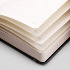 EMSHOI Lined Journaling Notebooks - 120gsm Thick Leather Journal with Sticky Notes, 256 Numbered Pages A5 Hardcover College Ruled Notebook for Women Men Work School Writing, 5.75" x 8.38"-Black