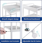 Fannova Large Printer Stand Table with Storage Shelf for Host Computer, PC Tower, CPU and Shredder, 3 Tier Rolling Printer Cart with Wheels for Home Office Storage and Organization - White