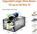 Amllas 12 Pack Shoe Boxes Stackable,Upgraded Sturdy Shoe Storage Boxes with Clear Magnetic Door,Multifunctional Sneaker Storage, Shoe Box Organizer Fit up to US Size 12 Gray(13.8”x 9.84”x 7.1”)