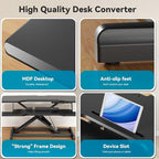 JYLH JOYSEEKER 35" Standing Desk Converter, Height Adjustable Desktop Riser with Keyboard Tray for Two Monitors, Sit to Stand up Computer Workstation for Home Office, Black